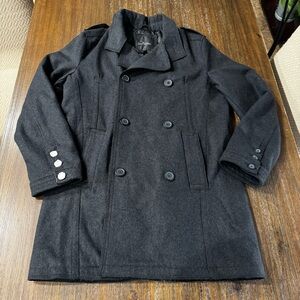 Marc Anthony dark gray wool blend double-breasted coat